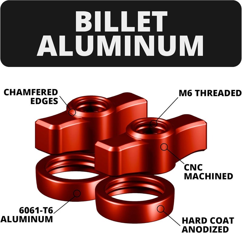 tackform DURALOCK Billet Aluminum Anodized Knob and Ring Accent Kit - ONLY Compatible DuraLock 20 Series Arms | 2 Knobs & 2 Rings Included | Red - Image 4